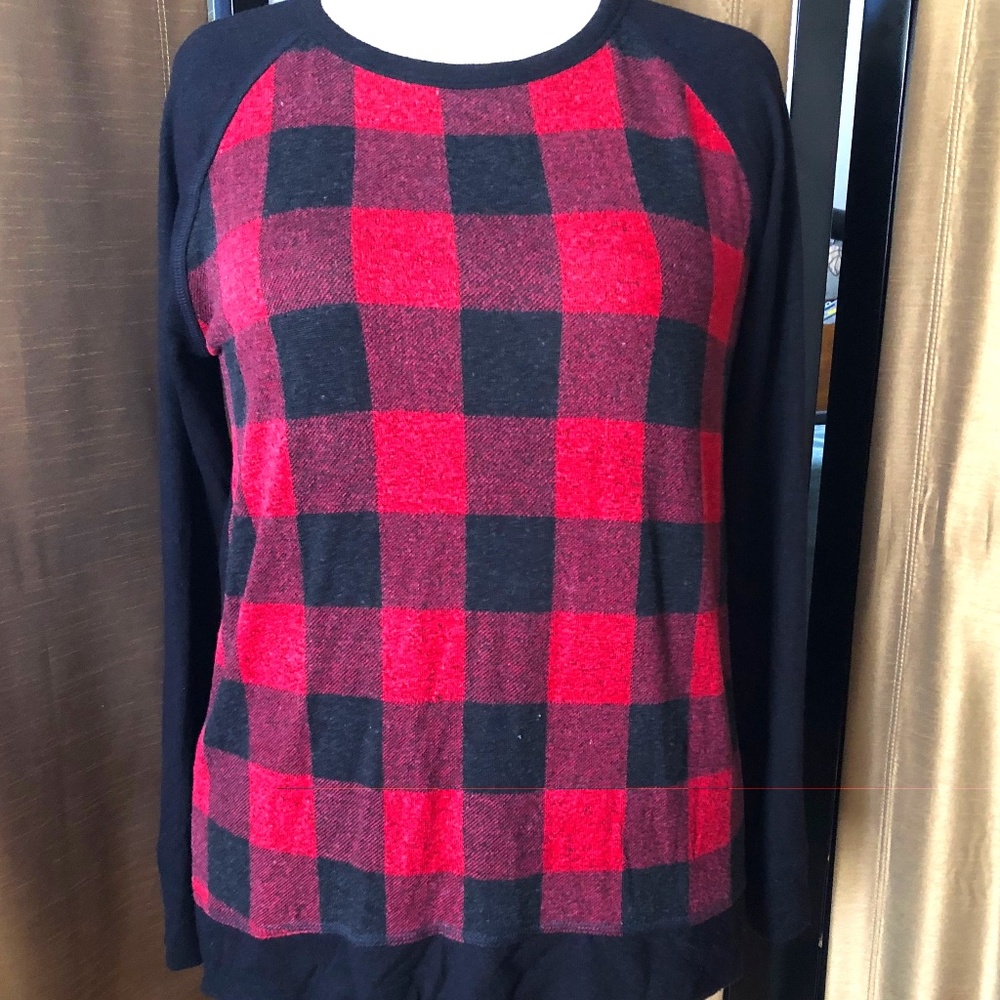 Sonoma Red n Black Checkered Front Only Sweatshirt